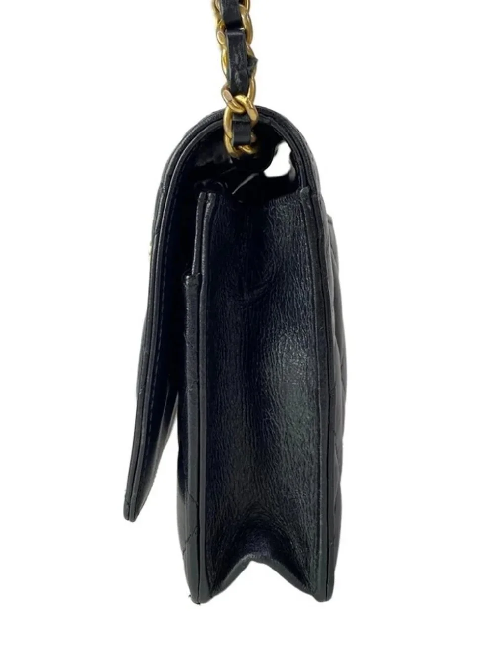 CHANEL Icon Charm Black Vintage Calf Shoulder Bag gold hardware